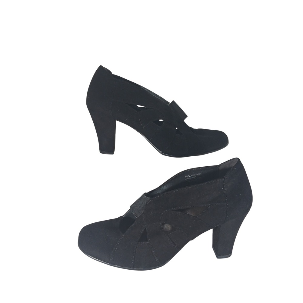Aerosoles Rigmarole Pumps 9.5M Black Cutout Block Heel Shooties Professional